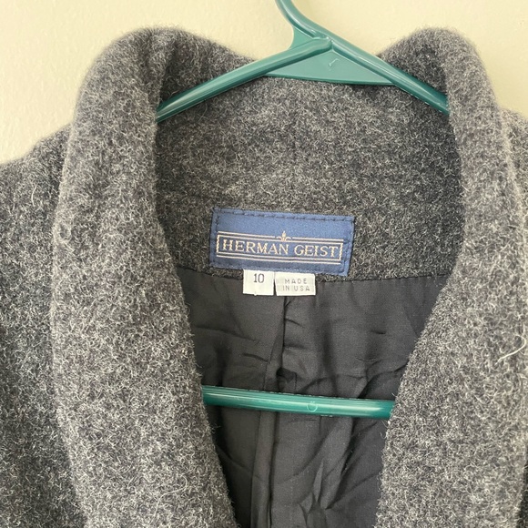 Vintage Herman Geist Long Grey Wool Coat - Picture 5 of 6